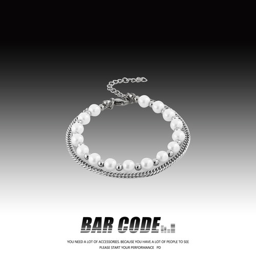 barcode嘻哈双层ins小众珍珠手链