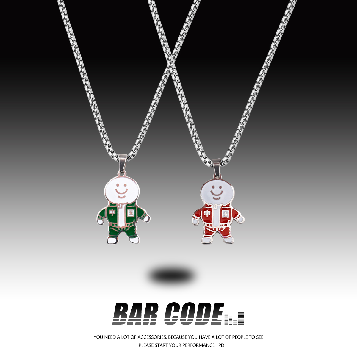 钛钢材质钛钢方珠链情侣