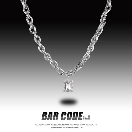 BAR CODE 冰糖方钻缠绕链条项链男潮夏ins嘻哈个性辣妹女小众配饰