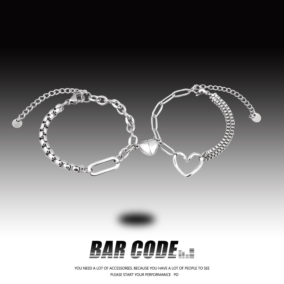 情侣钛钢ins简约爱心手链