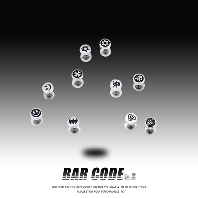 十字架骷髅头哑铃钛钢嘻哈风耳环