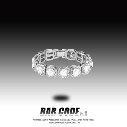 BARCODE欧美高街风hiphop冰糖满钻古巴手链男女夏季ins嘻哈手饰潮