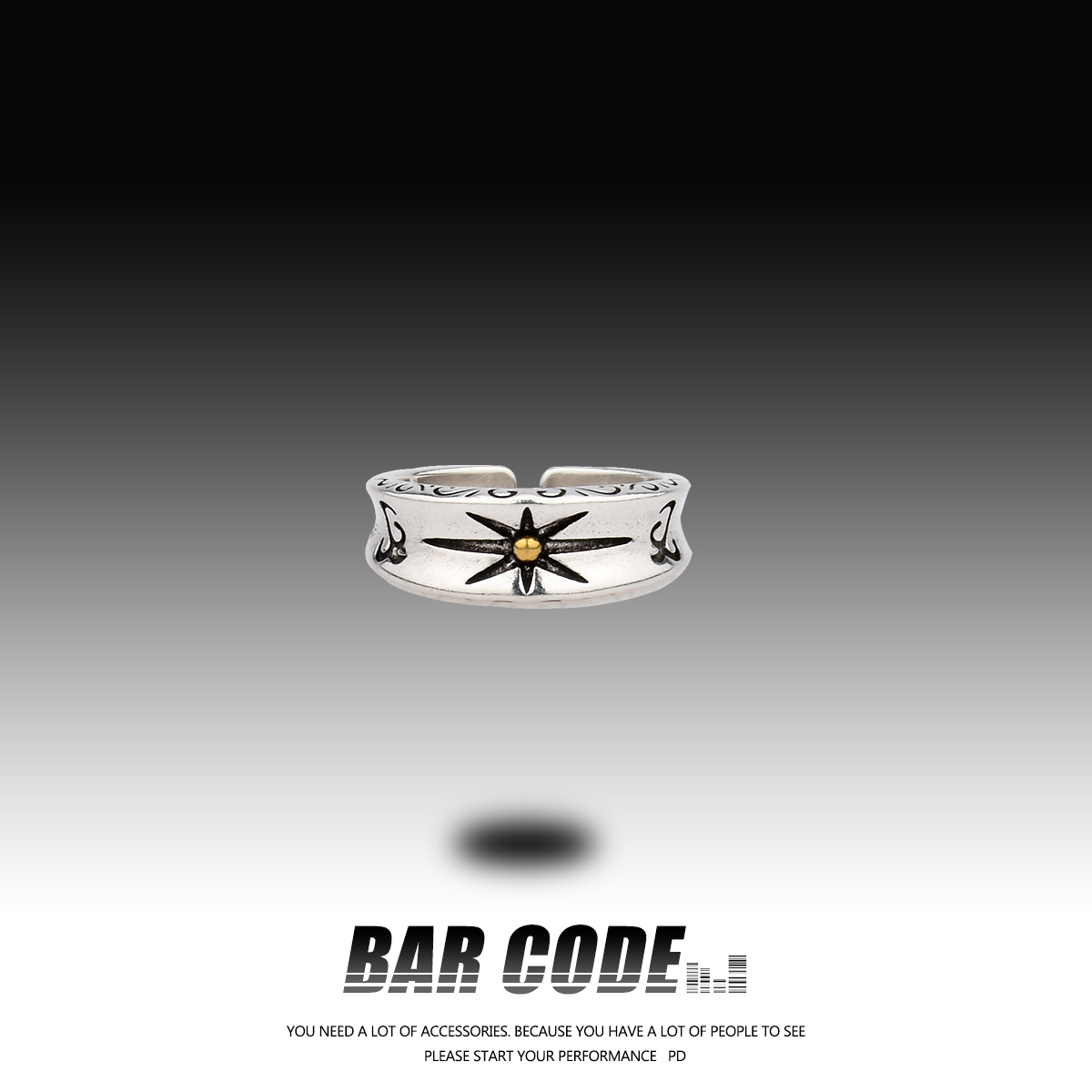 barcode远古太阳之眼男女戒指