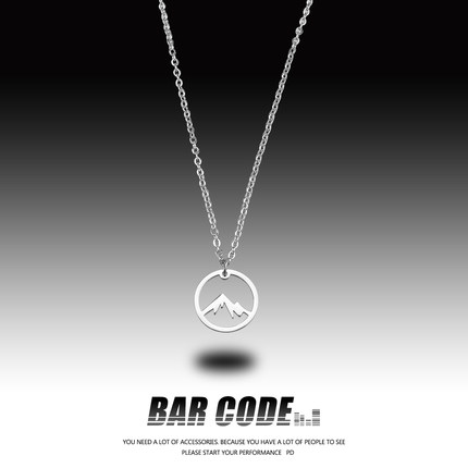 BARCODE 个性镂空山峰钛钢项链男潮百搭土酷学生情侣吊坠配饰女