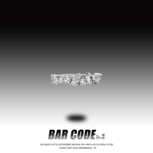 高级感单身尾戒 水晶镶钻不规则戒指女潮ins小众轻奢时尚 BAR CODE