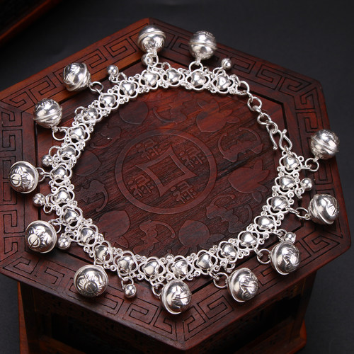 2025新款时尚脚链女款脚铃铛精致纯银日韩风简约森系脚环手工发声