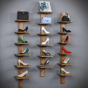名固实木质壁挂式包包鞋店多层鞋架货架展示架现代简约饰品置物架