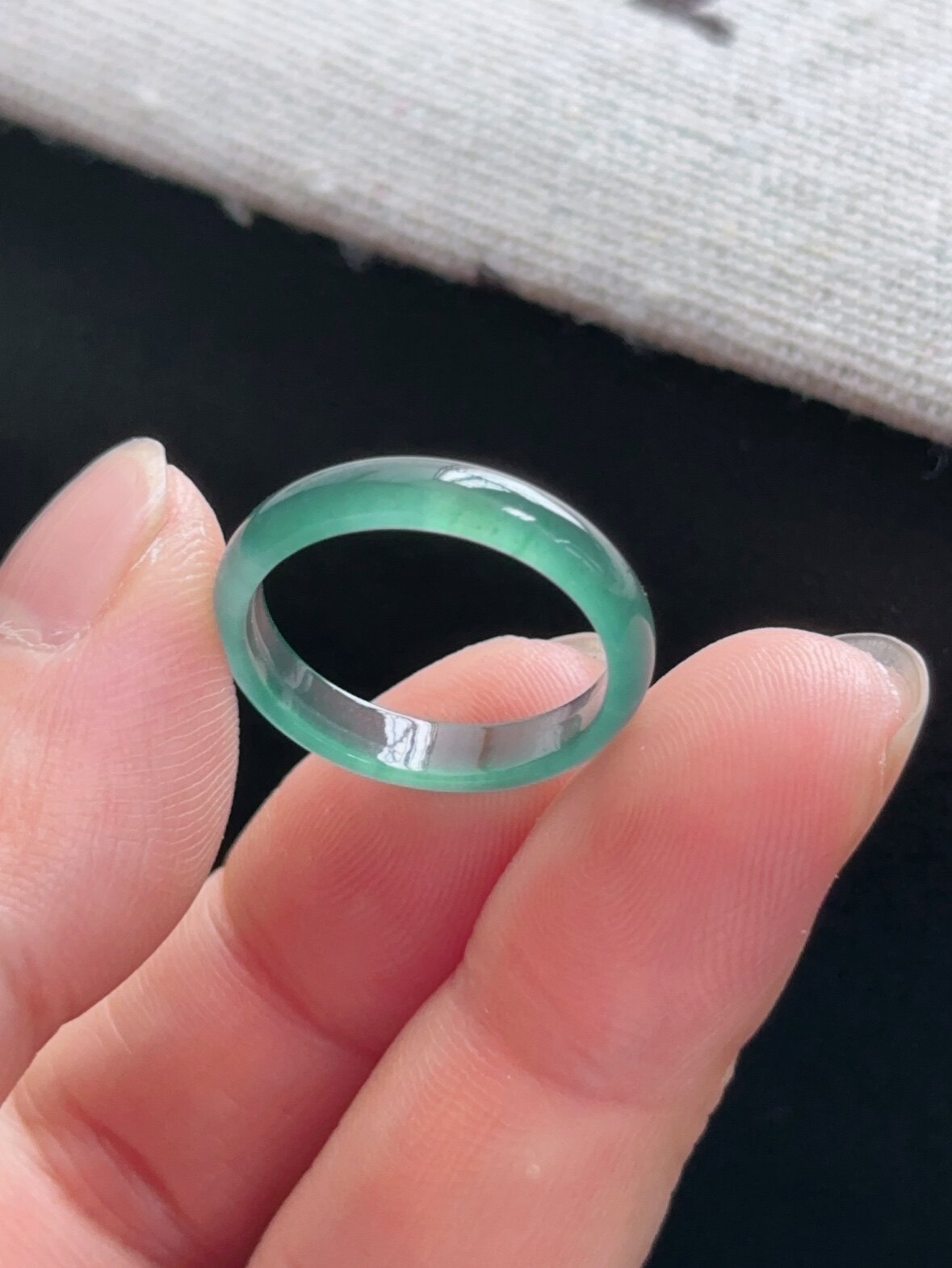 r446冰种翡翠指环戒指戒圈天然a货玉石圆戒素圈时尚百搭