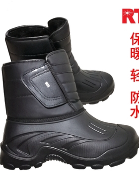 RTI冬季钓鱼防水保暖鞋加绒雪地靴男女中筒户外防滑轻便东北新款