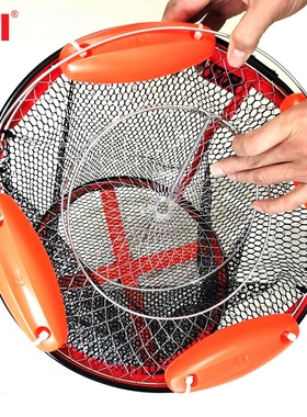 RTI浮水鱼护路亚钢丝盖渔护新款便携涂胶鱼网鲈鱼鳜鱼溪流垂钓篓