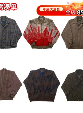 vintage古着美式复古中古港风棒球服工装阿美咔叽男女外套G133