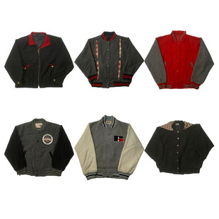 vintage古着日系复古宽松港风棒球服工装 阿美咔叽男女外套G188