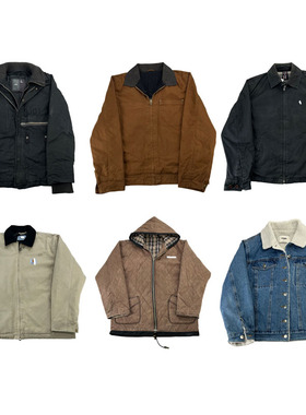 vintage古着美式复古棒球服工装阿美咔叽牛仔男女厚款外套H181