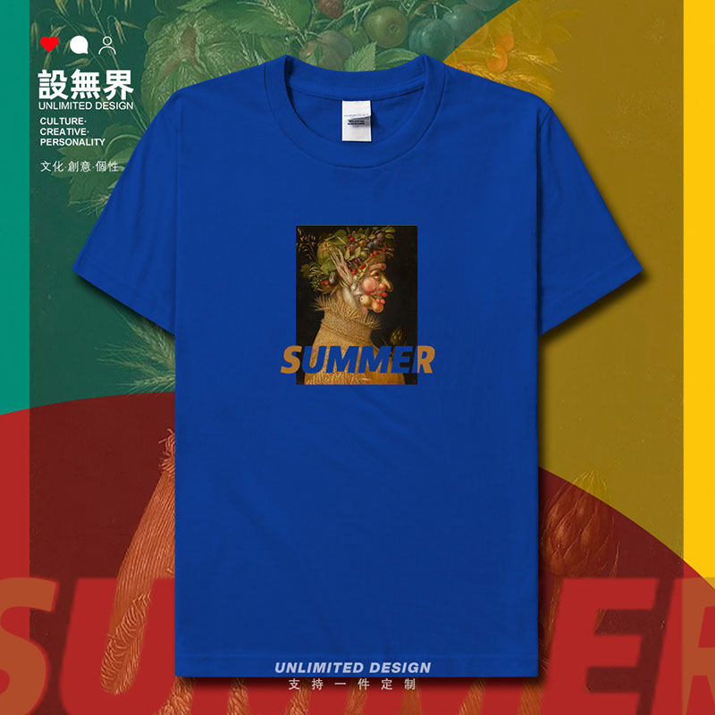 夏水果油画艺术阿尔钦博短袖T恤