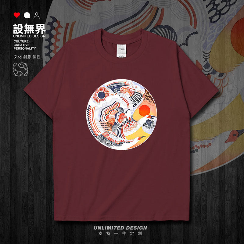 飞鹤创意插画趣味日系卡短袖T恤