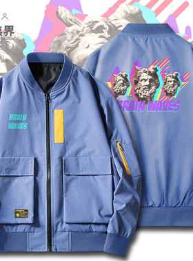 电音风格魔性脑电波雅典络腮胡子人像雕塑夹克男女春设 无界