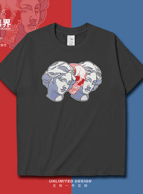 蒸汽波美术周边琴女石膏像纯棉短袖T恤男女打底衫体恤0004设 无界