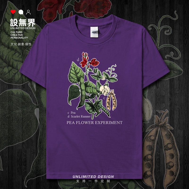 豌豆花实验纯棉半袖生物短袖T恤