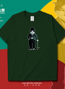 恶搞创意个性猫版名人卓别林搞笑大师短袖T恤男女上衣0005设 无界