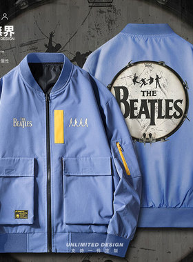 披头士摇滚乐队架子鼓周边夹克男女欧美风新款外套秋00设 无界