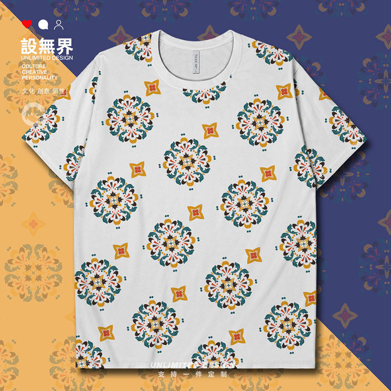 少数民族风花卉纹样图案速干T恤