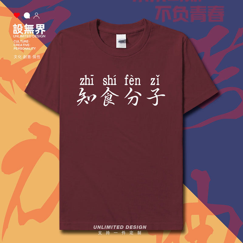 恶搞趣味文字知识分子纯短袖T恤