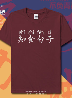 恶搞趣味文字知识分子纯棉短袖T恤男女装宽松半袖夏季衣服设 无界