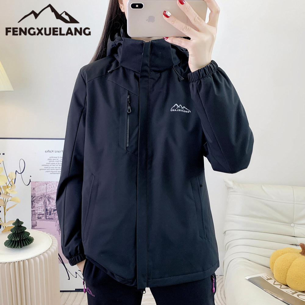 风雪狼冲锋衣女秋冬季大码棉服宽松女装加棉外套防风防水棉服上衣