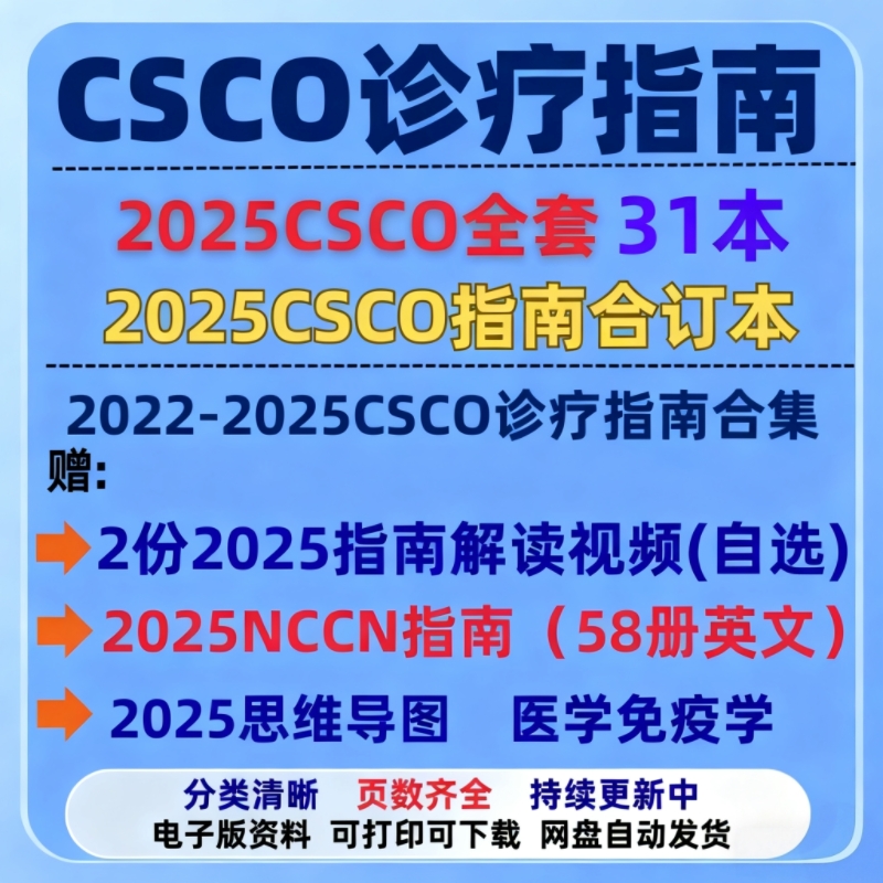 2025年CSCO诊疗指南电子版全套合集最新CACA指南