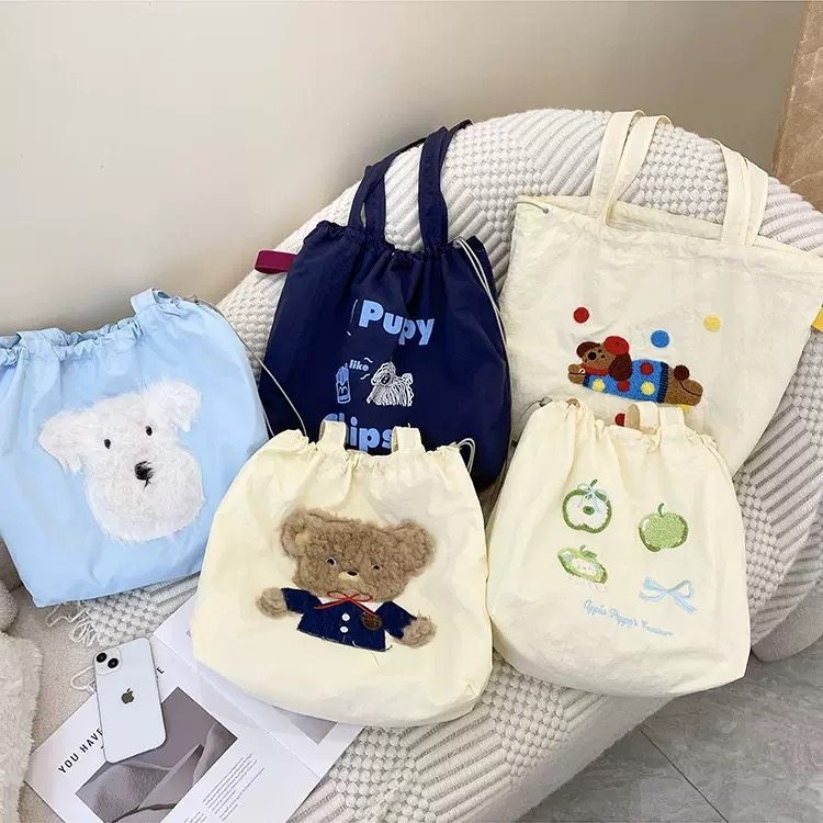 可爱刺绣百搭文艺单肩布包托特包包女慵懒风大容量通勤单肩包,箱包皮具/热销女包/男包,托特包,淘宝优惠券,粉丝福利购,淘宝优惠卷