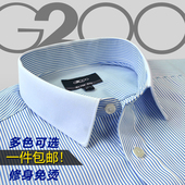 版 夏装 2000短袖 正装 修身 衬衣 商务职业休闲职业白领蓝黑条纹男衬衫