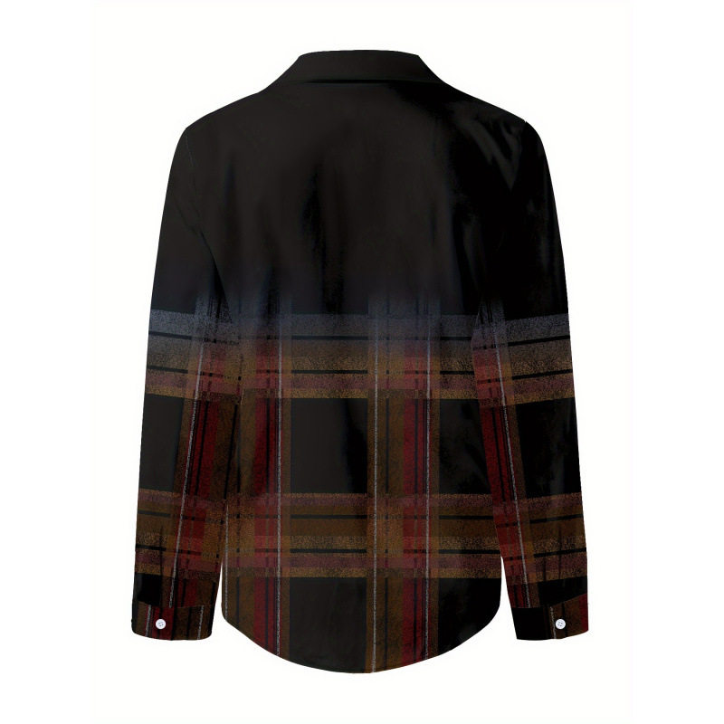 men's 3D Print Plaid Shirt long sleeves 男士数码印花格子衬衫