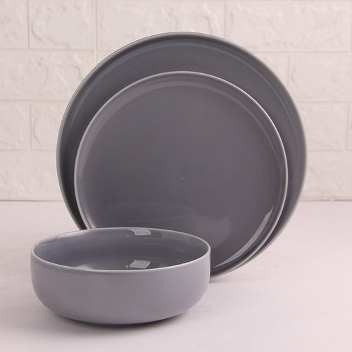 Shiny Gray Porcelain Charger Plate, Nordic Ins Style Ceramic