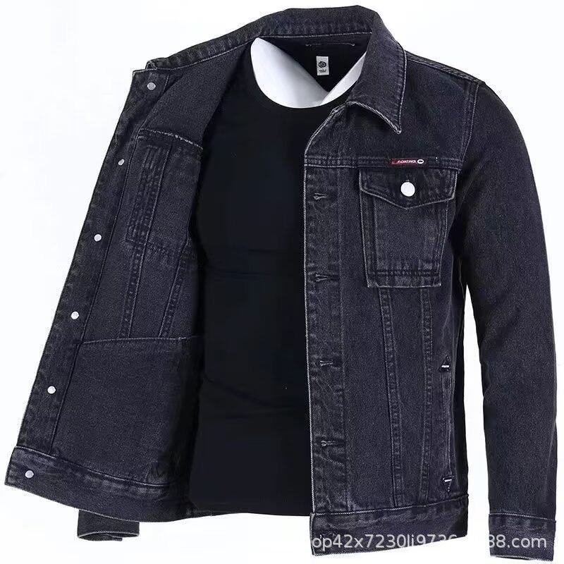 Men's Jacket black coats casual 牛仔外套男黑灰色夹克上衣