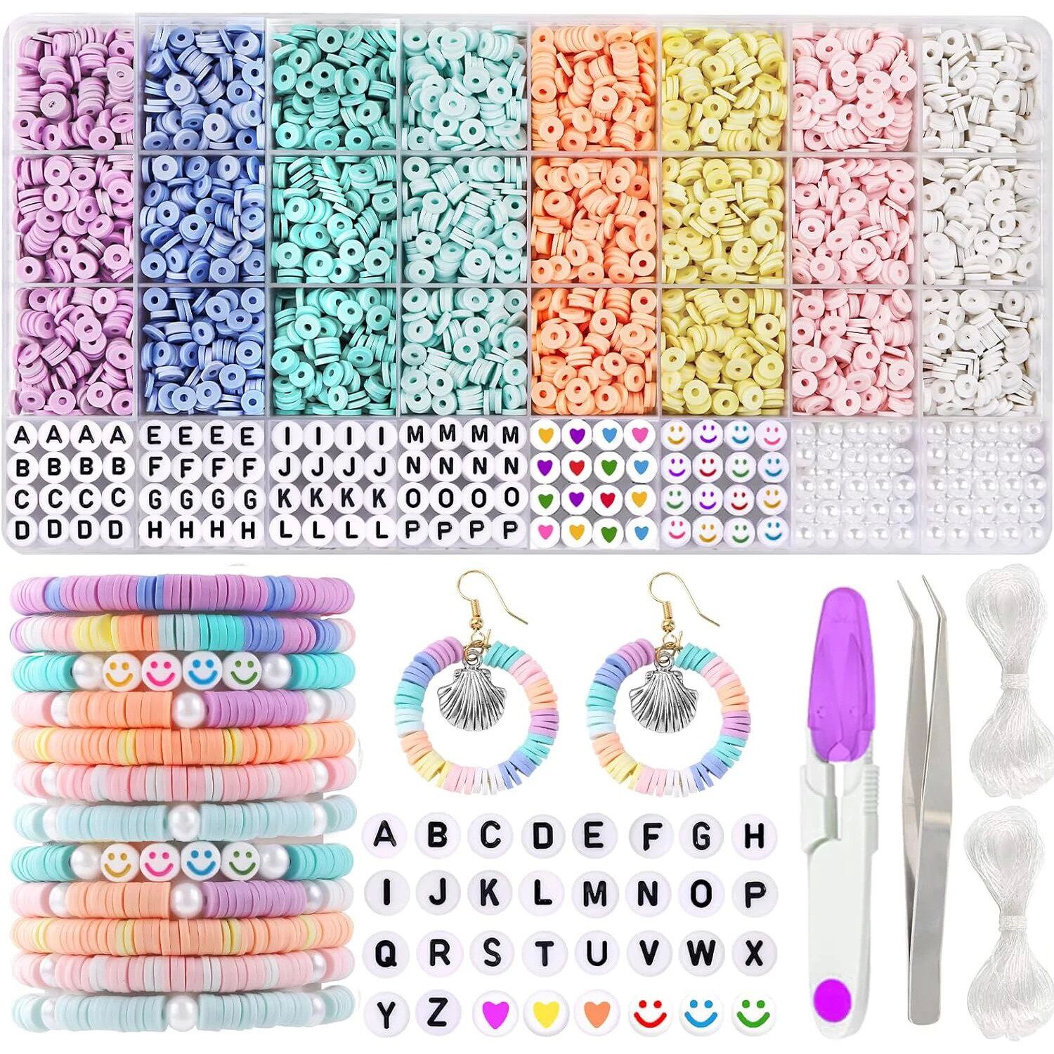 3860Pcs Macarons color Polymer Clay Beads Set Flat Chip Bead