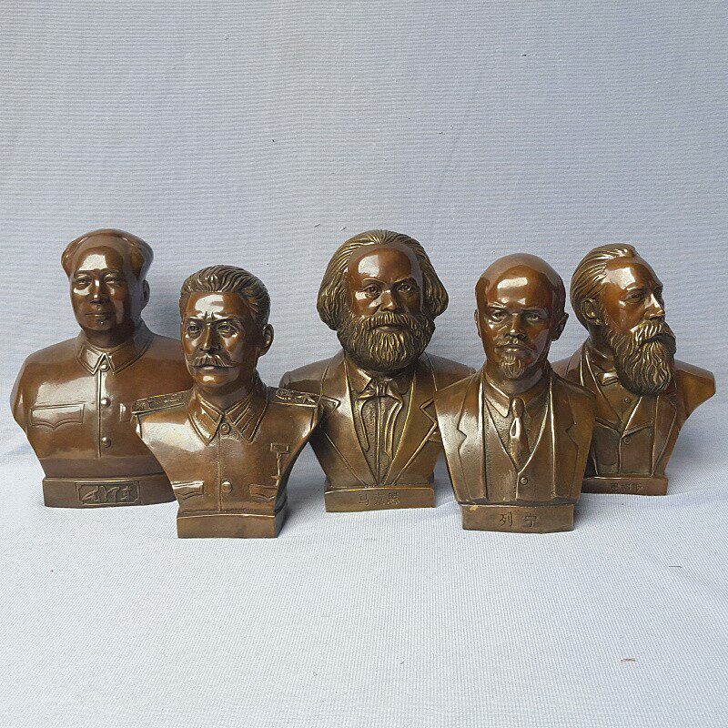 全铜五大伟人马克思恩格斯列宁斯大林纯黄铜仿古做旧铜器雕塑家居