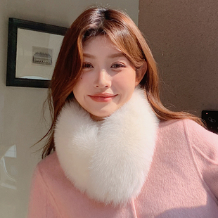 双面狐狸毛围巾真毛皮草围脖整皮女冬反面獭兔毛绒毛毛围巾毛领子