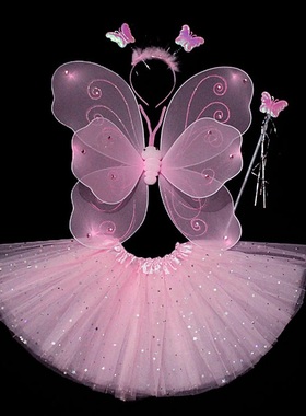 圣诞节套装花仙子小精灵演出服饰女童公主裙女孩蝴蝶翅膀儿童服装