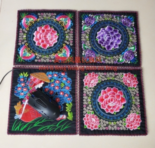 新款凤凰古城民族风特色手工刺绣牡丹花  摇钱树 茶杯垫 鼠标垫