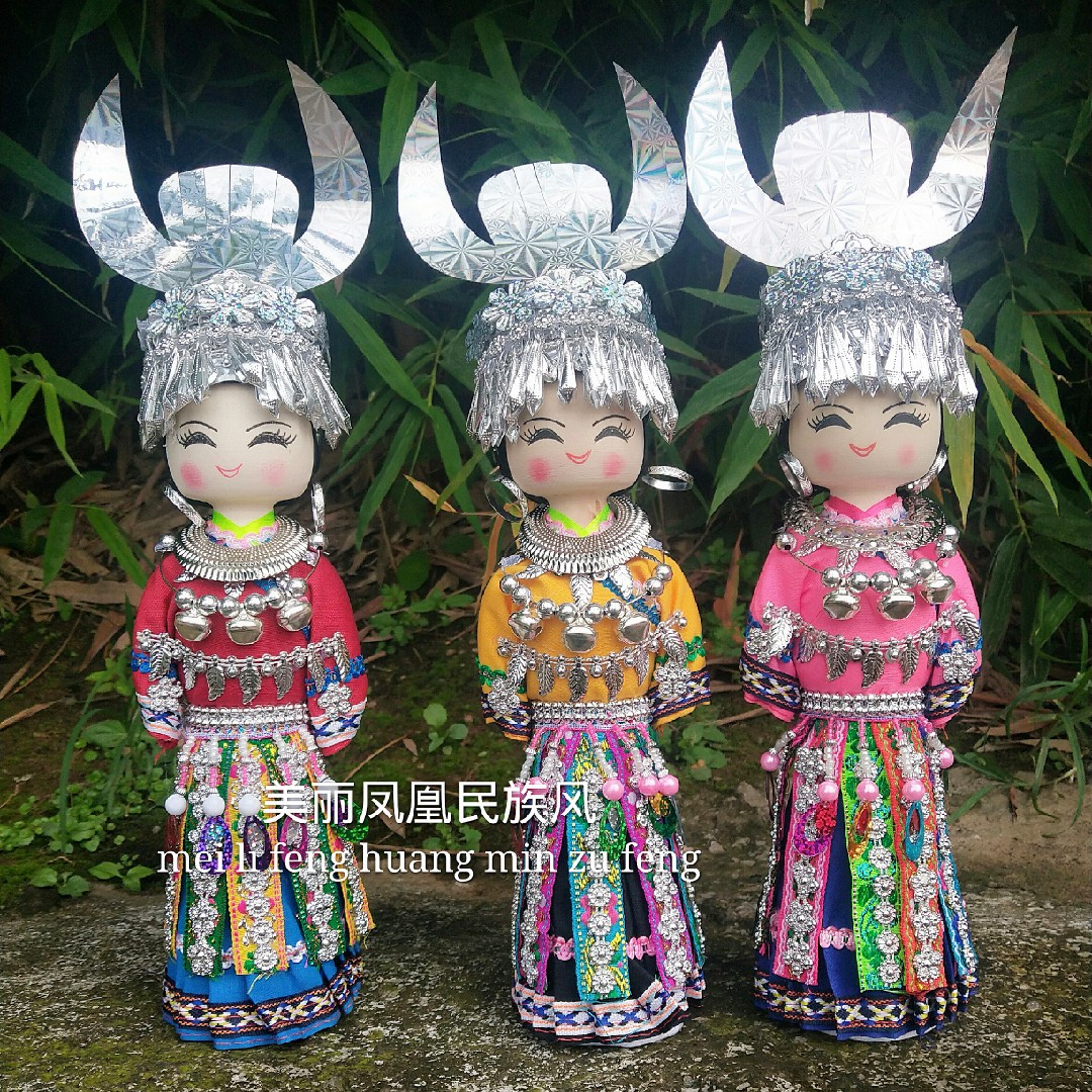 少数民族娃娃纯手工木制娃娃摆件云南广西贵州特色玩偶旅游纪念品-封面