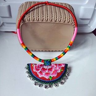 凤凰古城原创民族风绣花绣片项链手工编织夸张服装配饰铃铛项圈