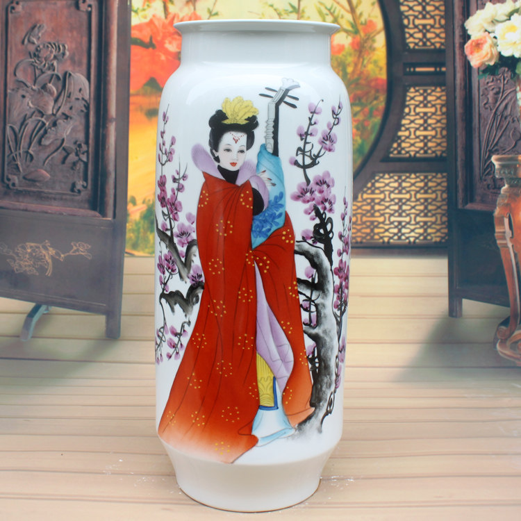 景德镇陶瓷器花瓶摆件客厅时尚装饰工艺品胡慧中手绘人物瓷瓶摆设