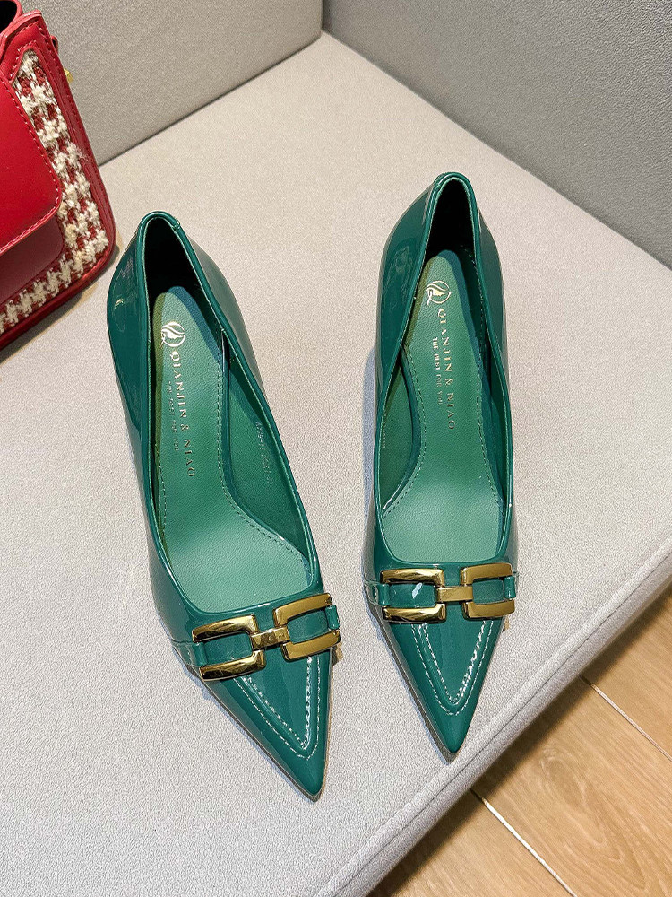 DREAM PRINCESS FRENCH TEMPERAMENT RETRO POINTED-TOE PUMPS FEMININE PUMPS METALLIC STILETTOS