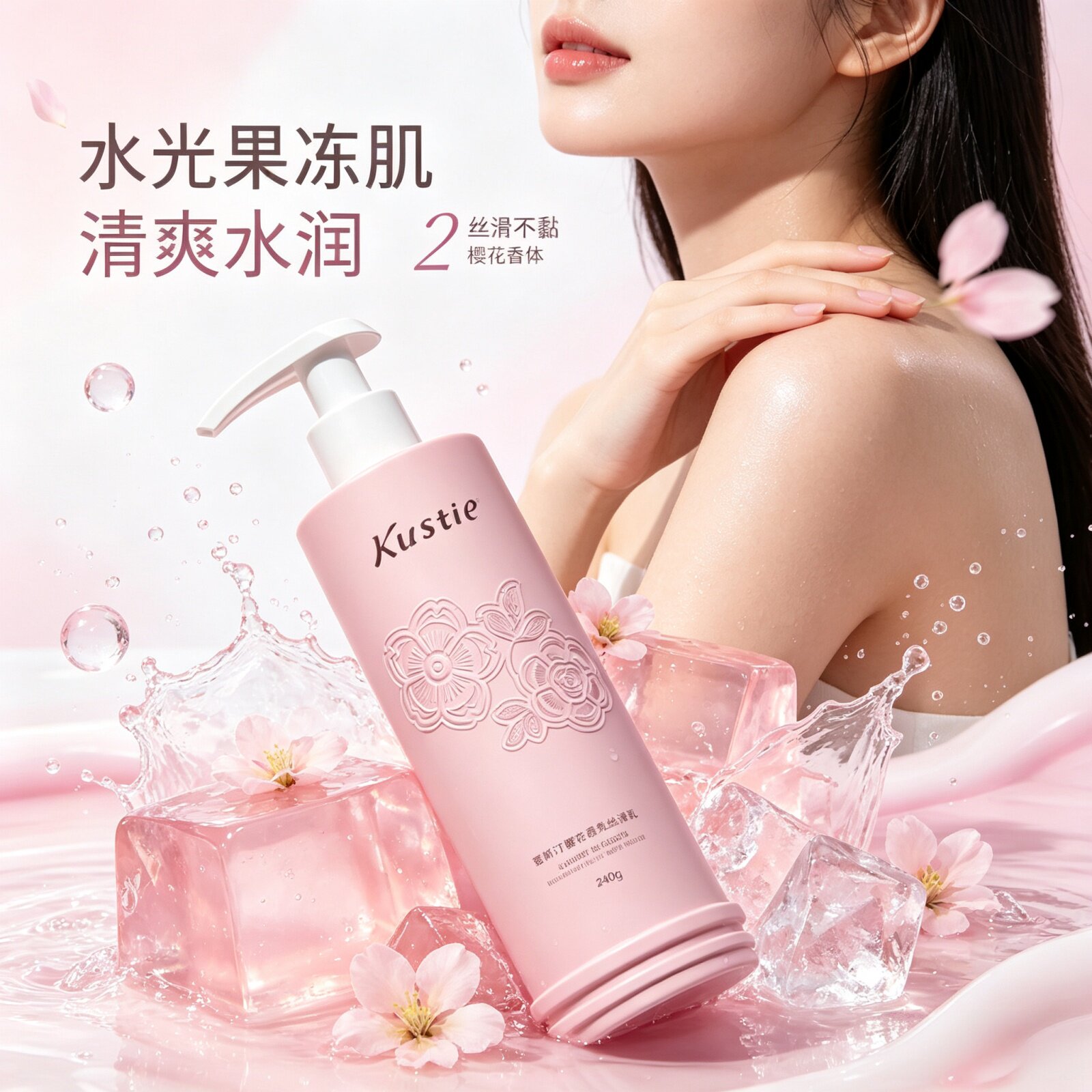 蔻斯汀身体乳樱花粉嫩亮肤丝滑乳240ml保湿滋润软香秋季开学季