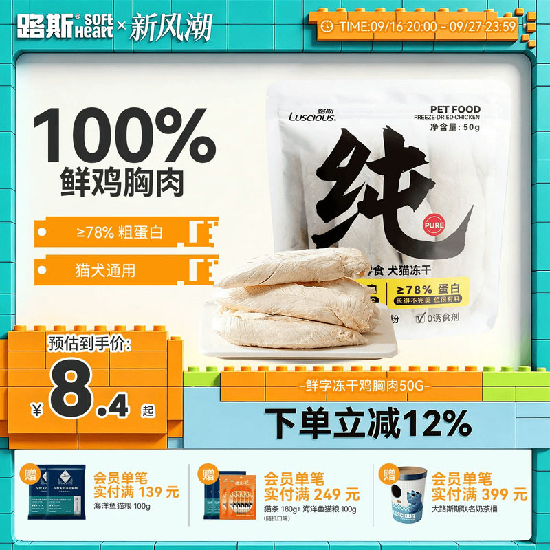 路斯纯鲜鸡胸肉50g 8.3元，路斯纯鲜鸡胸肉250g 37元 - 线报酷