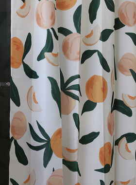 我家有个植物园优质环保布涤纶防水防霉原创品牌清新ins桃子浴帘