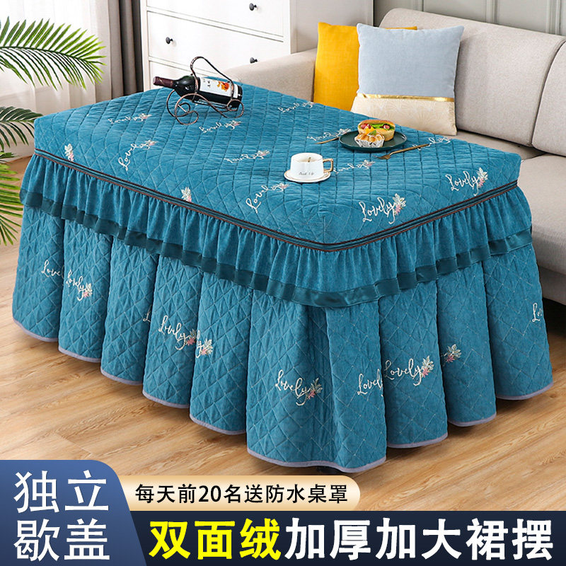 冬季加厚烤火桌子罩套长方形加绒取暖桌布罩电炉罩烤火罩电暖桌套