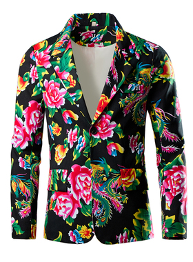 2024秋装男士休闲东北大花单西装西服Flower suit jacket man