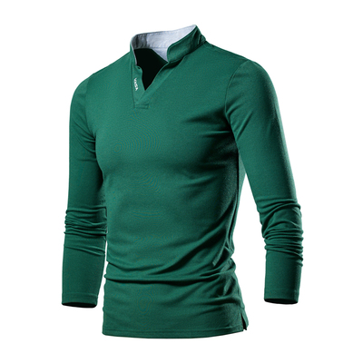 男士休闲商务POLO衫字母长袖T恤Long sleeved POLO shirt for men