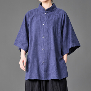 2026夏新中式 明制青年衬衣潮男女通穿复古水洗古风汉服中国风衬衫